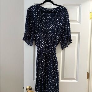 City Chic Navy and White Polka Dot Wrap Midi Dress